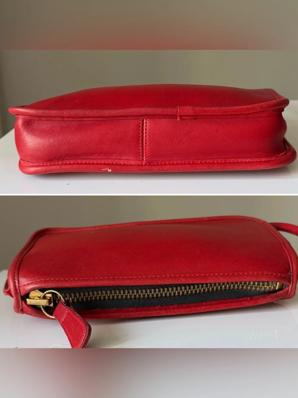 Vintage Coach 9655 Small Zippered Pouch Red NYC USA Crossbody Bag